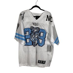 Rebel Vengeance Men SZ 2XL White & Blue Football Style 23 Snake Jersey NWT